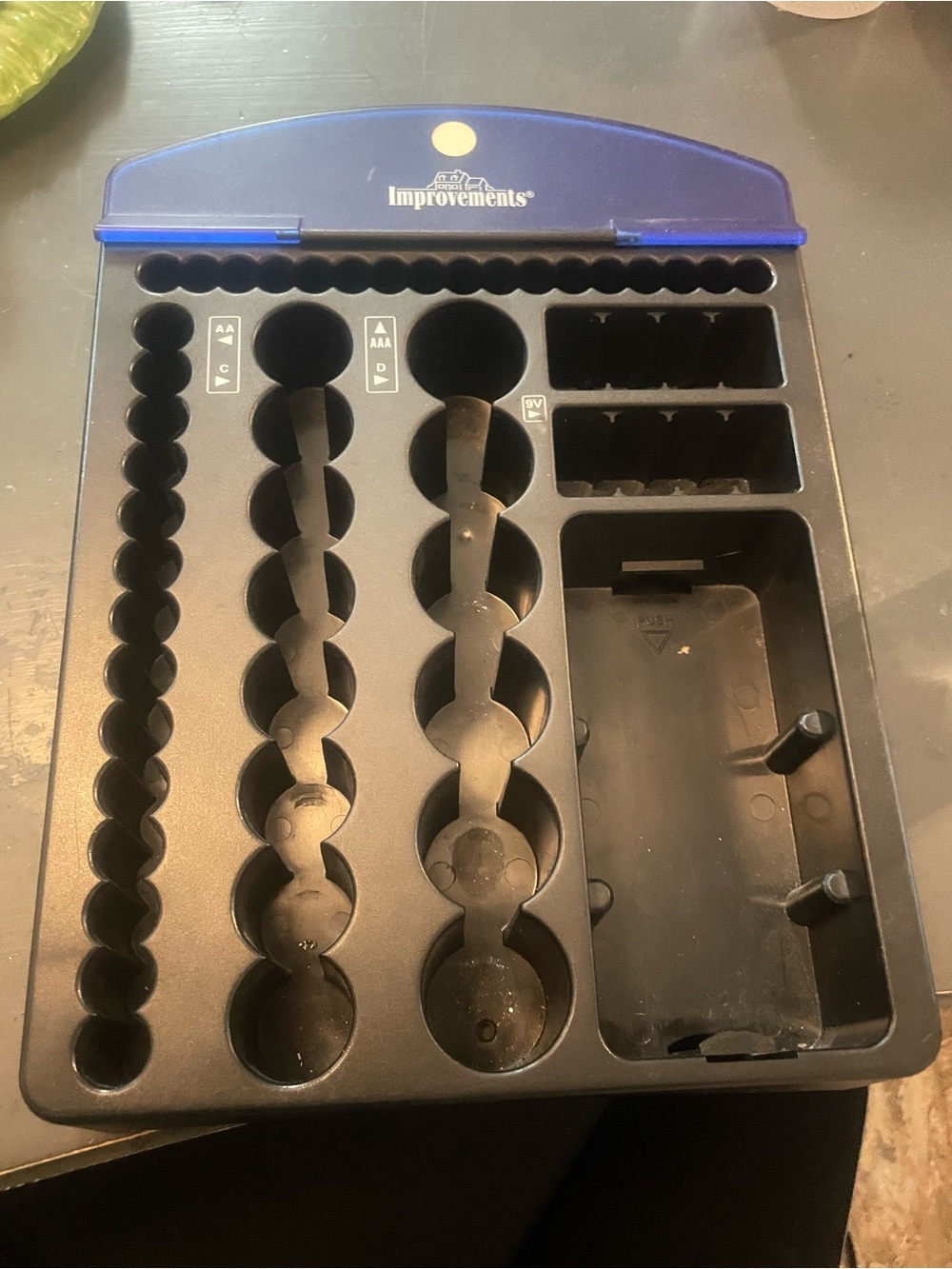 Improvements Battery Organizer Tray in Black with Blue Accent
